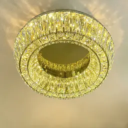 Ефектна кришталева стельова люстра Linisoln 9613-500 FG 140W до 20 м2 колір золотий