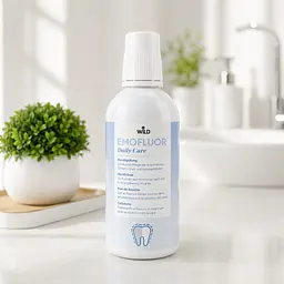 Ополіскувач для ротової порожнини Emoform Emofluor Daily Care з мінеральними солями, фтором і калієм від сухості в роті для чутливих зубів і ясен 500 мл