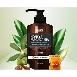 Шампунь для волосся Kundal Honey & Macadamia Shampoo Baby Powder з ароматом дитячої присипки натуральний 500 мл - мініатюра 3