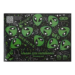 Альбом для малювання UFO KIDS Line А4, 24 аркуші, 120 г/м², на скобі, чорний