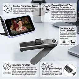 Переходник USB Type-C на Type-C со складывающейся подставкой black - миниатюра 4