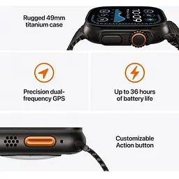 Смарт-годинник Apple Watch Ultra 2 GPS + Cellular 49mm Black Titan. Case w. Dark Green Alpine Loop - Medium (MX4R3) - мініатюра 7