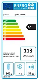 Холодильна камера Zanussi ZRG11600WA 85 см 102 л А+ 38 дБ Біла (ZRG11600WA) - мініатюра 3