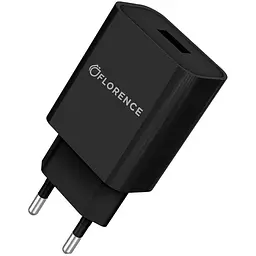 Мережевий зарядний пристрій Florence 1USB 2A + Type-C Cable Black (FL-1020-KT) - мініатюра 2