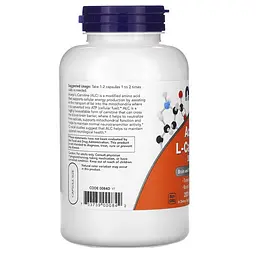 Жироспалювач NOW Acetyl-L-Carnitine 500 mg, 200 вегакапсул - мініатюра 3