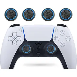 Накладки на стіки Thumb Grips 4-pack для PS4/PS5/Xbox Black Blue [122998] - мініатюра 6