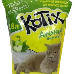 Силікагелєвий наповнювач для туалету Kotix Green Apple, 3,8 л (Kotix 3,8 ЯБЛОКО)