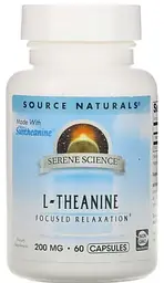 L-Теанін для сну та нервової системи Source Naturals L-Theanine 200 мг 60 капс