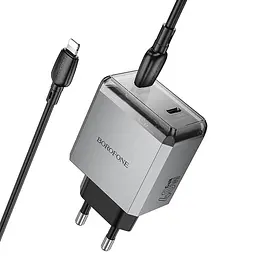МЗП BN21 Lena PD40W+QC3.0 (2USB-C) + кабель Type-C to Lightning Metal gray Borofone teh0029627 - мініатюра 3