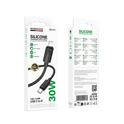 Кабель BOROFONE BX123 Leya PD30W silicone charging data cable iP Чорний - мініатюра 2