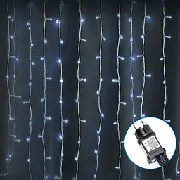 Гірлянда штора плоскі лампи холодне світло 3×3 м 300LED IP44