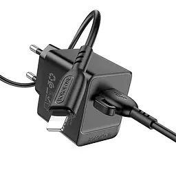 Сітчастий зарядний пристрій із кабелем BOROFONE BAS11A Erudite single port charger set(iP) Чорний - мініатюра 3
