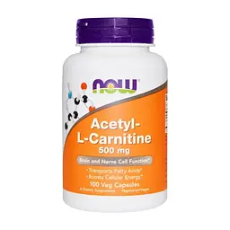Амінокислота Now Foods Ацетил-L Карнитин, Acetyl-L Carnitine, 500 мг, 100 капсул (NF0076)