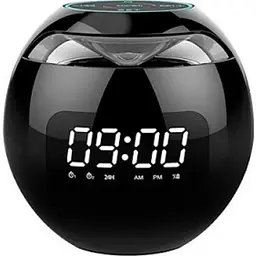 Бездротова Bluetooth колонка з годинником кругла чорна KIMISO KMS-K12