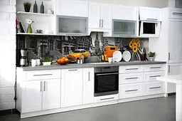 Кухонний фартух Жовтий Кеб для кухні наклейка ПВХ Сірий Лондон 60х250 см Happy Pocket Z180452 - мініатюра 2