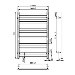 Рушникосушка водяна Onlyheat Vesta 500/800/10, Хром - мініатюра 3