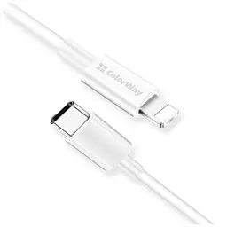Дата кабель USB-C to Lightning 1.0m 3A white ColorWay (CW-CBPDCL032-WH) - мініатюра 3
