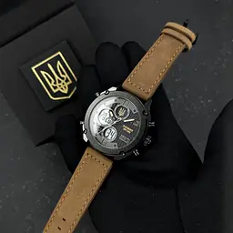 Наручний годинник чоловічий 017BKBR Тризуб золото Black-Brown Patriot acs0030989 - мініатюра 2