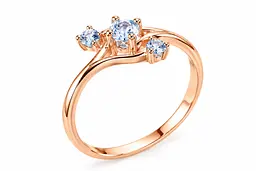 Жіноча золота каблучка Jewellery Continent з трьома блакитними топазами 22 (К-0925) - мініатюра 3
