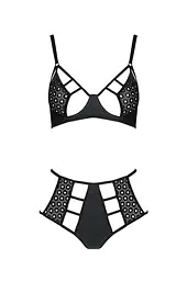 Комплект білизни Passion TASMINA Set XXL/XXXL black ліф високі трусики з корсетом ззаду - мініатюра 3