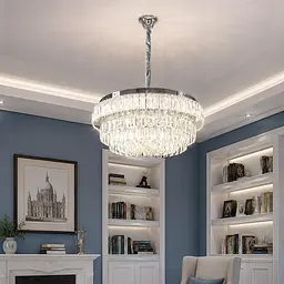 Хромированная хрустальная светодиодная люстра Splendid Ray L1195/600/8+LED (CR), 60 см на 8 ламп E14 с дистанционным управлением