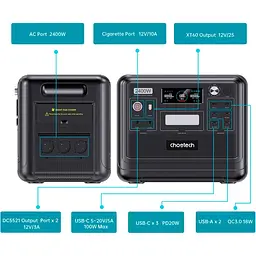 Зарядна станція Choetech BS008 2400W [105376] - мініатюра 5