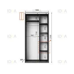 Шафа-купе Idea серія 5 100 x 60 x 210 см Антрацит Дзеркало - мініатюра 2