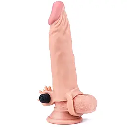 Насадка на пеніс із вібрацією Lovetoy Pleasure X-Tender 18.5 см тілесний - мініатюра 4