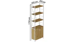 Етажерка 4/60 Ferrum-decor Серії Конект із тумбою 179x60x28 Білий ДСП Артизан (FRD-104496) - мініатюра 4