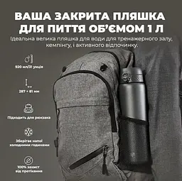 Пляшка для води металева вакуумна ION8 920 мл Vacuum Insulated Grey (I8TS1000GRY) - мініатюра 6