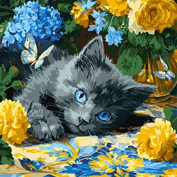 Набір для розпису за номерами Блакитноокий котеня 40x40 см (KHO6795)