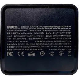Павербанк Remax RPP-321 / 50000мАг / 22,5 Вт / USB-C + USB-A + microUSB / PD + QC / з ліхтариком / Чорний - мініатюра 4