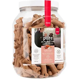 Ласощі для чутливих собак печиво з лососем і рисом MERA pure sensitive snacks salmon & rice 600 г