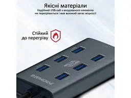 Мультипортовий адаптер Promate USB hub EZHub-7 grey (ezhub-7.grey) - мініатюра 3