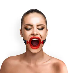 Кляп силіконове кільце натуральна шкіра, Gag ring внутрішній діаметр кільця 40 мм, Червоний Art of Sex SO6706 95112