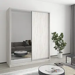 Шафа-купе дводверна MebelStar Стандарт AL ДСП/Дзеркало 170x60x210 см Аляска сірий (MBS-2457)