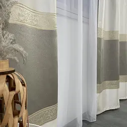 Жакардові штори молочного кольору на тасьмі 2шт. 140х270 ALBO pbe0052414 - мініатюра 9