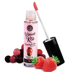 Блиск для губ зі смаком полуничної жувальної гумки Secret Play Vibrant Kiss з ефектом вібрації 6 г