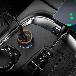 Адаптер автомобільний HOCO Z46A Blue whale car charger авто зу 2 виходи коричневий - мініатюра 3