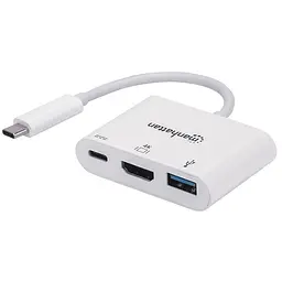 Док-станція USB3.1 Type-C - HDMI/USB 3.0/PD 60W 4-in-1 White Manhattan (152945) - мініатюра 4