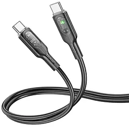 Дата кабель Hoco U120 Transparent explore intelligent power-off PD 60W Type-C to Type-C (1.2m) Black - мініатюра 2