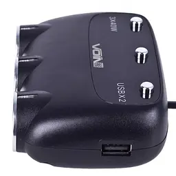 Автомобільний розгалужувач прикурювача VOIN 3 виходу 2400mA 12/24V Провід та Вольтметр (SC-3003) - мініатюра 2