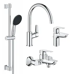 Комплект змішувачів для ванної кімнати і кухні Grohe QuickFix Start Edge UA202501SK, Хром