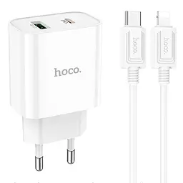 МЗП Hoco C80A Plus Rapido PD20W+QC3.0 (1USB-A/1C) + кабель Type-C to Lightning White