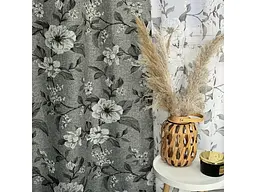 Льняні штори сірого кольору з квітами 150х270 з тюлистом батистовим 400х270 на тасьме ALBO pbe0052611 - мініатюра 3