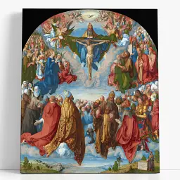 Інтер'єрна картина Поклоніння Святій Трійці, Дюрер, Durer, Adoration of the Trinity, релігійний декор, 72×60 см (id6985)