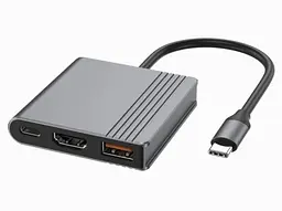 Хаб USB A-CM-COMBO3-05, Grey, Type-C 3.2 - 1xType-C 3.2 (90 Вт) / USB 3.2 / HDMI 4K 60 Гц Gembird teh0027597