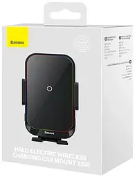 Автомобільний тримач холдер із БЗУ Baseus Halo Electric Wireless Charging Car Mount 15W SUDD000001 Black - мініатюра 4