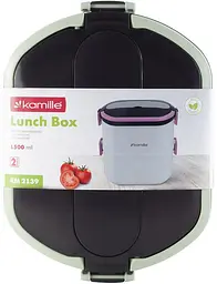 Ланч-бокс Snack дворівневий пластик та нержавіюча сталь Kamille 1500 мл kuh0007575 - мініатюра 6
