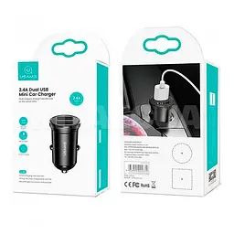 Автомобильное зарядное устройство Usams US-CC114 C20 2.4A Dual USB Black (6958444924731) - мініатюра 4